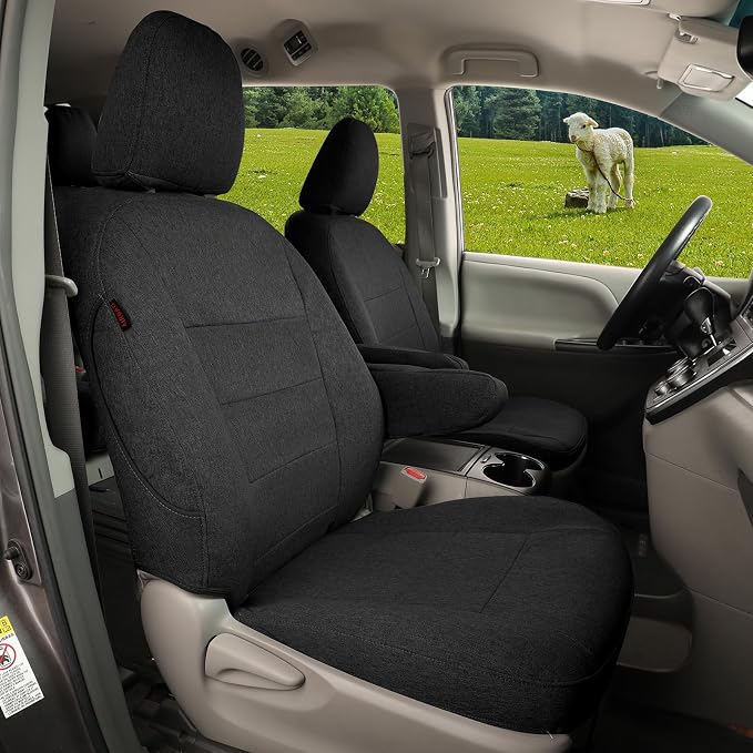 Sienna Car Seat Covers Custom Fit for 2011-2020 Toyota Sienna SE,LE,XLE,SE Premium,XLE Premium,8-Seater,Full Coverage,Airbag Compatible Polyester Auto Seat Protector (Full Set,Black) by Coverdream