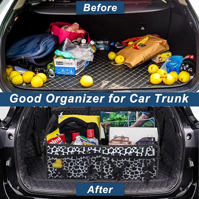 Deosk Trunk Organziers and Storage with Reinforced Handles,Car Accessories for Women/Men 50L Waterproof Polyester Trunk Organzier for Car/SUV/Minivan/Truck(Medium, Cow print) - Image 7