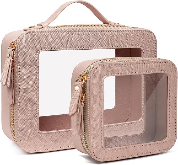 Travel Clear Makeup Bag Set, TSA Approved Cosmetic Bag Case with Zipper Portable Makeup Pouch Toiletry Bag Traveling Cosmetic Organizer Storage Bag Car Organizer Car Essentials by FFpaw