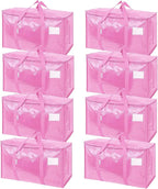 TICONN 8 Pack Extra Large Moving Bags Heavy Duty with Zippers & Carrying Handles, Durable Storage Bags Moving Boxes for Closet Organizers and Storage (8 Pack, Pink) by TICONN