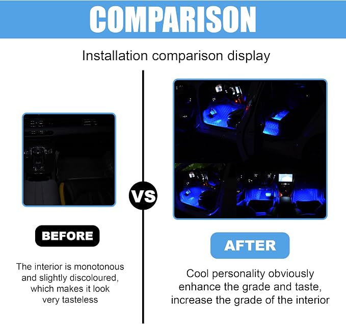 Car LED Strip Light, 24 LED 12V Cigarette Lighter Port, Blue | RGB Neon Auto Interior Atmosphere Lights, Under Dash Ambient Night Light, Universal Decorative Lamp Accessory for Car Truck - Image 5