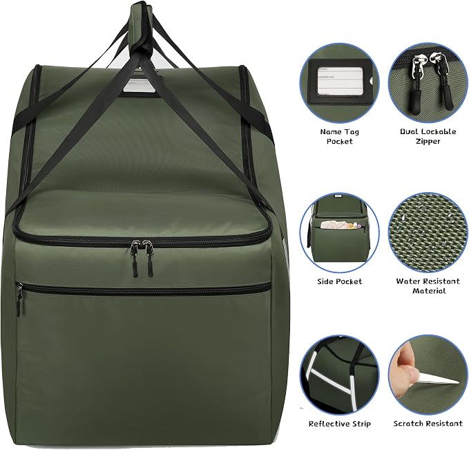 Infant Car Seat Travel Bag for Airplane Compatible with All Nuna Pipa Car Seat and Base,Chicco KeyFit 30 and Base, Padded Car Seat Bags for Air Travel,Car Seat Gate Check Bag with Side Pocket, Green - Image 3