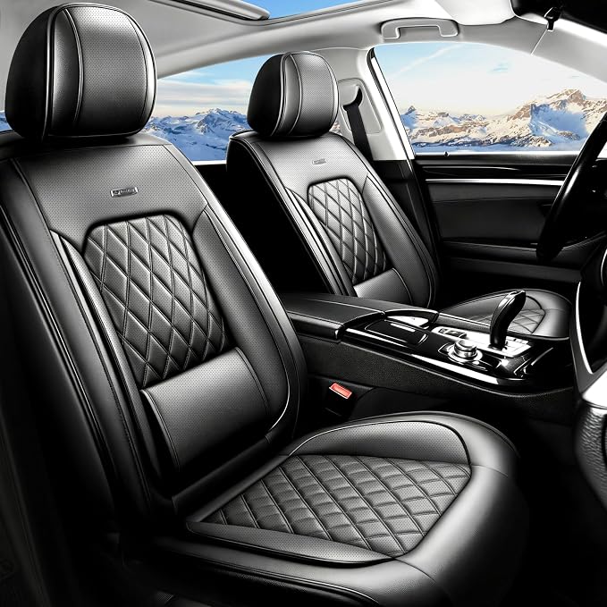 for Subaru Forester 2009-2026 Car Seat Covers, Full Set, Black | Luxury Full Coverage Leather Seat Protectors, Waterproof Breathable, Non-Slip, Easy to Install, Airbag Compatible, All-Season by Unknown