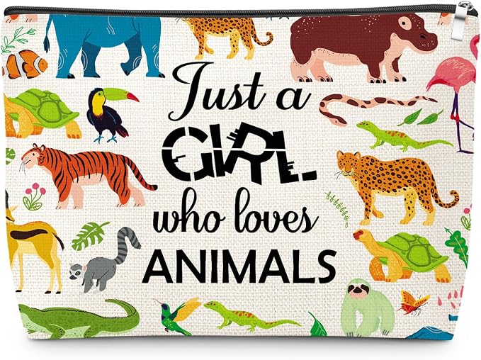 Animal Lovers Gifts for Women Makeup Bag Wildlife Animals Themed Gifts Ideas Birthday Graduation Gift for Her Animals Lover Daughter Sister Women Friends Travel Pouch Cosmetic Bag with Zipper by Gfhzdmf