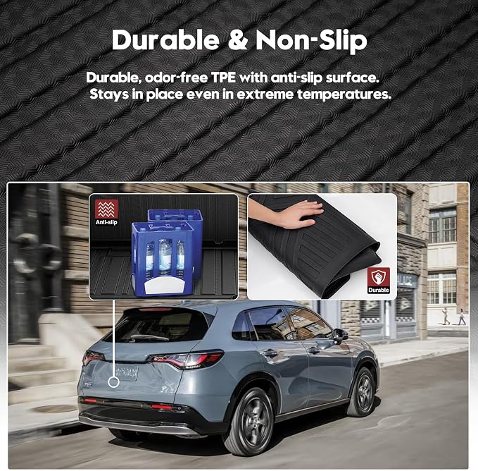 T TGBROS Floor Mats for Honda HRV HR-V 2023-2026 with Storage Box, All Weather TPE Floor Liner Set Front Rear Mats Trunk Cargo Liner Backrest Mat Organizer Full Set 7PCS - Image 4