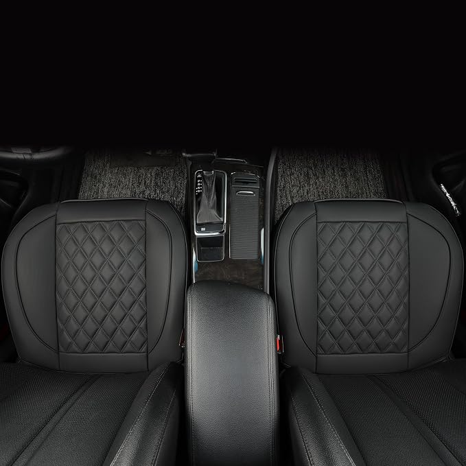 1 Pack Leather Front Car Seat Covers,Bottom Seat Covers for Cars,Driver Car Seat Cover,Luxury Seat Protectors,Waterproof,Anti-Slip,Full Wrap,for Most Vehicles,Sedan,Truck,SUV(Black) - Image 7