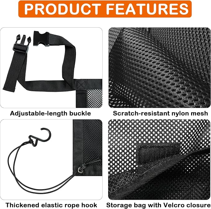 Dog Car Barrier Net Divider with 2 Large Storage Pockets | Easy to Install, Universal for Car, SUV, Truck - Image 6