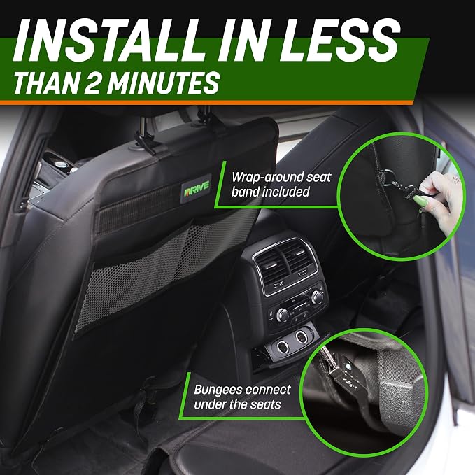 DRIVE AUTO PRODUCTS - 2 Pack Car Seat Back Protectors, Reversible Kick Mats - Gray - Image 5