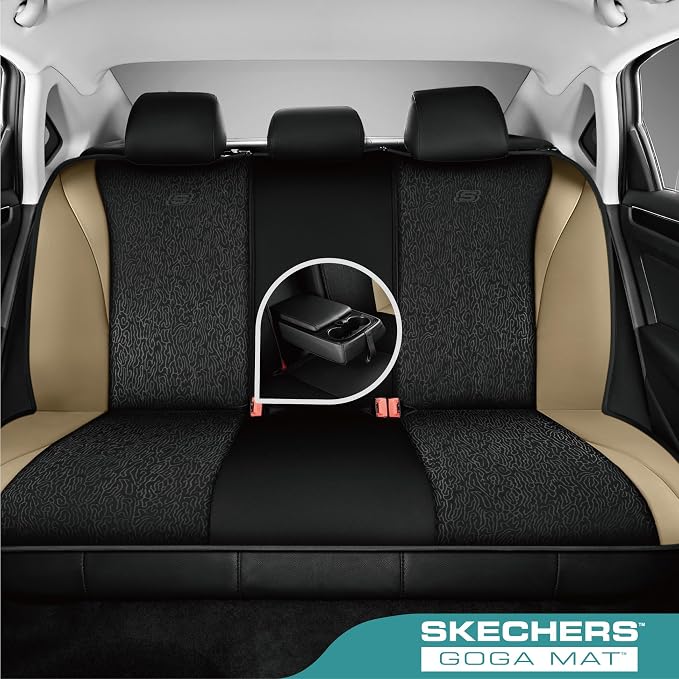 Skechers Car Seat Covers,Leather Seat Covers with GOGA Mat Technology,Waterproof Car Seat Covers Front Seats,Airbag Compatible,Comfort Universal Fit for Most Cars,Vans,Trucks,SUVs,Beige - Image 3