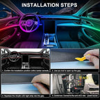 Acrylic Interior Car LED Strip Light with Wireless APP, RGB Dreamcolor 6 in 1 with 175 inches 600 LEDs Fiber Optic Strip Lights for Car, Dynamic Chasing Sound Active Neon Car Ambient Lighting Kits - Image 6