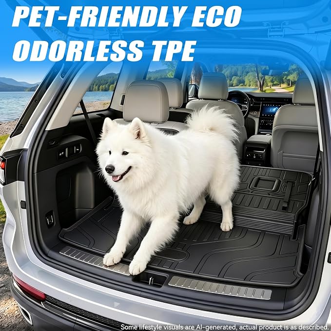 GYGY Cargo Mat Trunk Liner with Backrest Mats, Fit for 2021-2025 2026 Jeep Grand Cherokee L (Fits 3rd Row 6 & 7 Passenger L Models Only), All Weather Waterproof TPE Rear Cargo Tray - Image 4