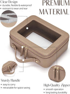 Clear Makeup Bag Travel Cosmetic Case Transparent Toiletry Bag with Zipper, Portable Make Up Organizer Traveling Compact Car Bag for Essentials, Gold, Large - Image 2