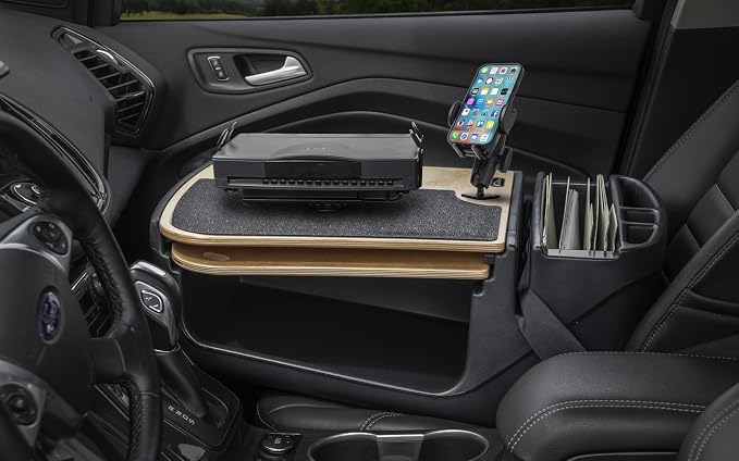 AutoExec AE-GMCD-PI-PM-PS-11M GripMaster Car Desk for Your Vehicle Workstation and Mobile Office, Natural with 400 watt Power Inverter,Phone Mount and Printer Stand | 400 Watt Power Inverter, Phone Mount, Printer Stand, Vehicle Workstation and Mobile O... - Image 2