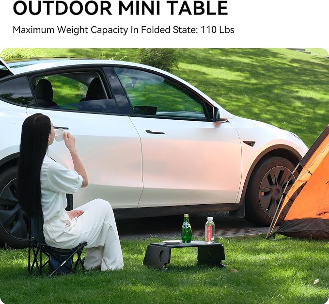 YONZEE Foldable Desk Food Tray (Carbon Edition) for Tesla Model Y Model 3 S X Y Juniper Accessories- Upgraded Table with Support Leg for Dining, in-Car Work, Travel and Outdoor (1 Pack) - Image 6