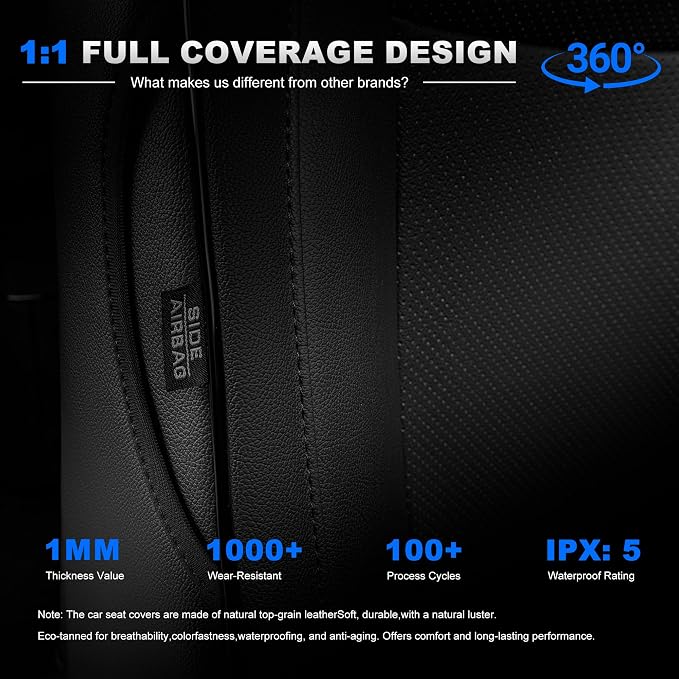 Custom Fit Seat Covers for Toyota Corolla Cross 2022-2026 Full Set | Black Seat Covers, Premium Faux Leather, 5-Piece Set Includes Armrest, Seat Belt, Steering Wheel & Headrest Covers - Image 9