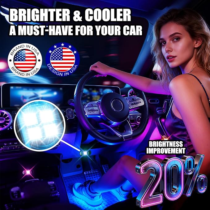 Wireless LED Lights for Car, Rechargeable Interior Car Lights | Remote Control, 8 Colors, 10 Modes, 3 Brightness Levels, USB-C Accent Lights for Car, Truck, Motorcycle & Bike - Image 5