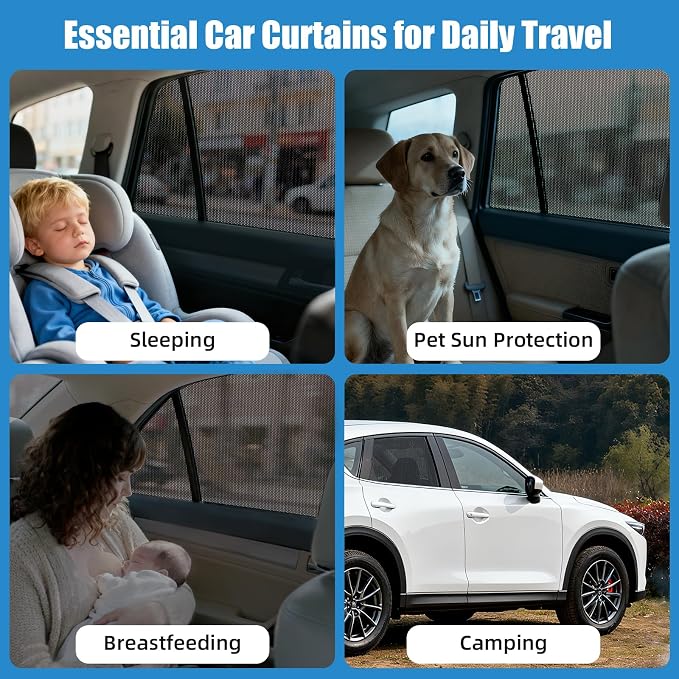 Mazda CX-5 Window Shades 2017-2023, Rear Side Mesh, 2PCS | Custom Fit Window Shades, Breathable Mesh Blocks UV Rays, Reduces Heat & Glare, Creates Comfort for Babies & Rear Passengers - Image 7