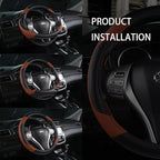 Leather Car Steering Wheel Cover, Universal Fit for Most Cars, Brown | Microfiber Leather,Non-Slip Breathable Auto Steering Wheel Protector - Image 5