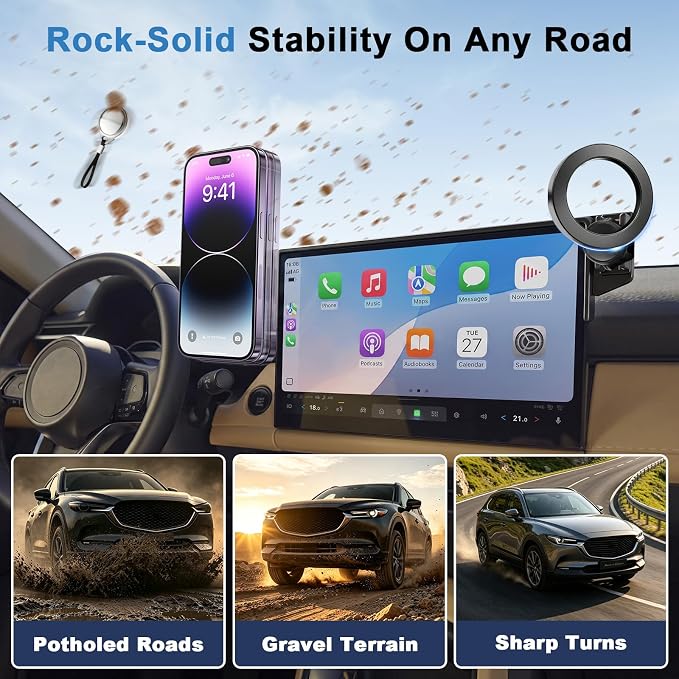 Dual-End Car Phone Holder for 2026 Mazda CX5 CX-5 Accessories 12.9 Screen | Strong Magnetic Cell Phone Mount for Magsafe iPhone, 360° Hands-Free No Air Vent Blockage Stable Stand, Not for Premium Plus - Image 6