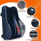 CloudBliss XL Lumbar Support Pillow, Memory Foam for Office Chair, Blue | Ergonomic High-Density Memory Foam, Adjustable Straps, Washable Mesh Cover, Lower Back Support for Office, Gaming & Car Seat - Image 4