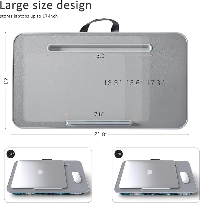 Lap Desk for Laptop with Cushion, Laptop Lap Desk, Cushion Detachable and Washable, fits up to 17 inch, with Tablet Slot and Stopper, MillHome (Blue) - Image 6