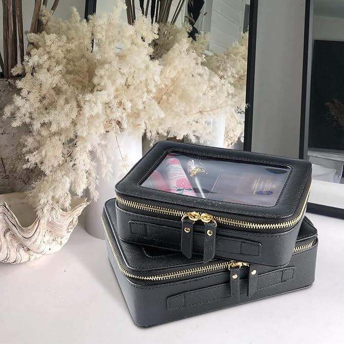 Aveniee Clear Makeup Bag Organizer,Large Travel Toiletry Bag for Women, Waterproof Cosmetic Pouch with Zippers,Car Organizers and Storage Case for Accessories,Black - Image 6