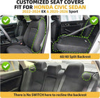 Lolcar Custom Fit Civic Seat Cover Full Set for Honda Civic 4 Door Sedan-Only (2022 2023 2024 EX)&(2025-2026 Sport),5-Seats Full Set,Leather Seat Protector (Black) - Image 2