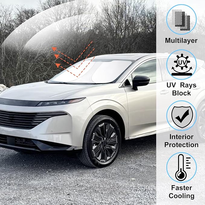 Windshield Sun Shade for 2025 2026 Nissan Murano Accessories | Full covered for windshield, Foldable & Durable, Block UV Rays, Reduce Heat, Easy to install, Keep Car Cooler - Image 2