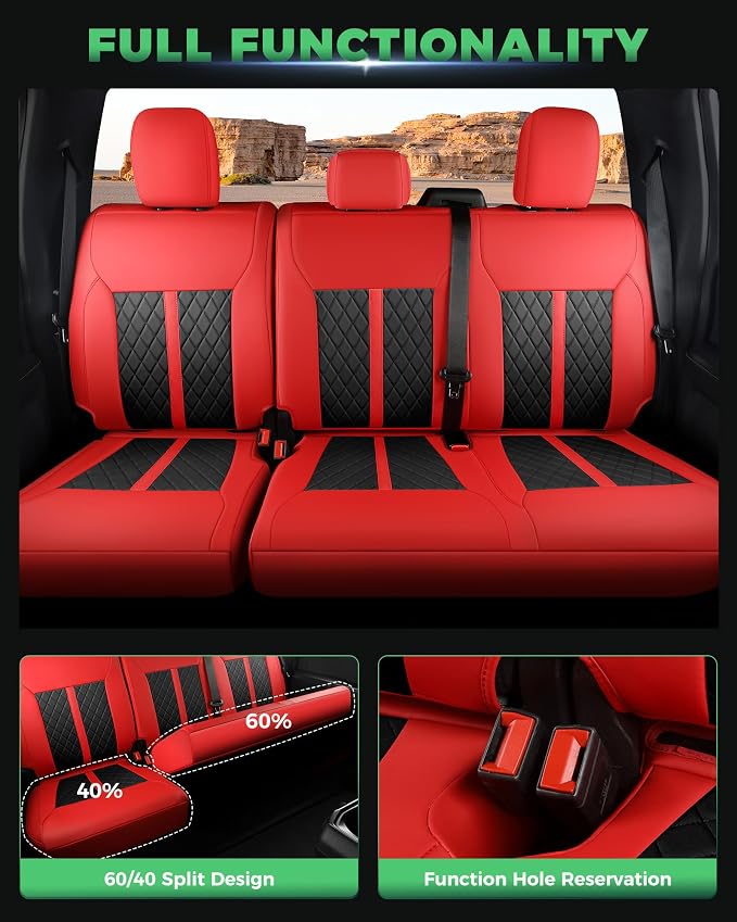 RIDEPOSH for Ford F150 Leather Seat Covers, SuperCrew XL XLT 2021-2026 | Fits F250 F350 Super Duty Crew Cab 2023-2026, Custom Fit, Bucket Seat, Stain Resistant, Airbag Compatible, Easy-Clean - Image 4