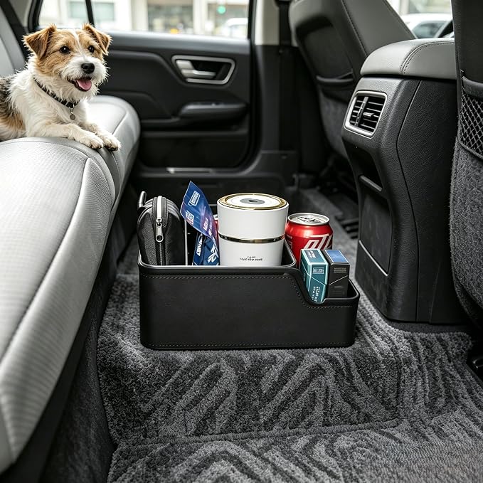 Car Storage Organizer Between Seats,Center Console Armrest Storage Box Back Seat Organizer with Small Compartment Car Interior Storage Box,Cup Holder Tray with Non-slip Mat(Black) | Center Console Armrest Storage Box,Front & Back Seat Floor Organizer,C... - Image 4