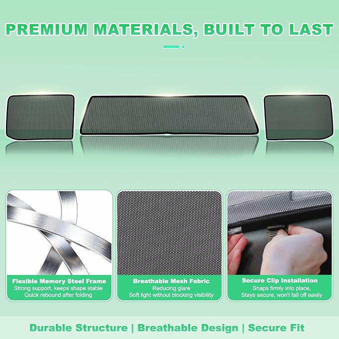F150 Window Shades 2015-2020, Rear Mesh Coverage, 3PCS | Custom Fit Window Shades, Breathable Mesh Blocks UV Rays, Reduces Heat & Glare, Creates Comfort for Babies & Rear Passengers - Image 9