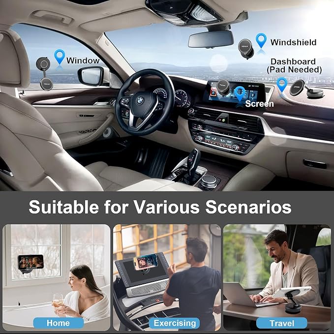 Magnetic Phone Holder for Car, 2025 Upgrade with 96LBS Ultra Suction & 2800gf Strong Magnet, 360° Adjustable Hands-Free Mount, Premium Car Accessories for Women Men, Fits iPhone/Android - Image 2