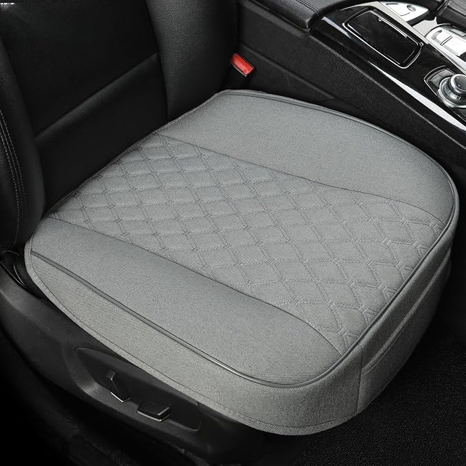 West Llama Linen Front Car Seat Cover Protector Anti-Slip Bottom Seat Cover Fits 95% of Vehicles,Wrapping Around The Bottom,Diamond Pattern(Gray-2Pcs) by WESTLLAMA