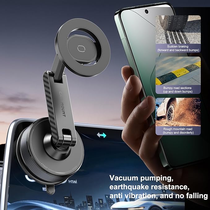 Phone Holder for Your Car Vacuum Magnetic Car Phone Holder for Magsafe 360° Adjustable Car Phone Mount Cell Phone Holders for Your Car for iPhone 17 16 15 14 13 12 Pro Max Plus Air - Image 4