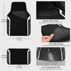 CAR PASS Leather Steering Wheel Cover and Waterproof Car Floor Mats, Microfiber Universal Car Combo Fit for 95% Sedan SUV Van,14.5-15 inch Sporty Anti-Slip Safety Comfortable Design, Black＆White - Image 5