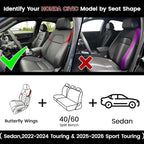 HKZ Custom Fit Civic Seat Cover Full Set for Honda Civic (Sedan 2022 2023 2024 Touring)&(Sedan 2025-2026 Sport Touring),5-Seats Full Set,Leather Seat Protector(Burgundy) - Image 2