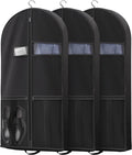 Lazebox 43" Travel Garment Bag with Accessories Zipper Pocket, Heavy Duty Suit Bag for Suits, Tuxedos, Dresses, Coats, Black, 3 packs by Lazebox