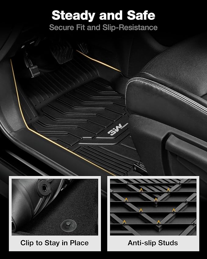 3W Floor Mats for Nissan Rogue 2014-2020 (NOT Rouge Sports/Select Models) | Anti-Slip, Waterproof Protection, TPE All Weather, Easy To Clean, Safety Comes First, Easy Installation, Custom Fit - Image 4