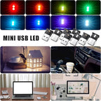 Frienda 6 Pieces Mini USB LED Car Light 8 Colors Atmosphere Lamp,Type A | Car LED Interior Lighting, 5v USB Atmosphere Light, Laptop Keyboard Office Decoration Night Lamp, Adjustable Brightness - Image 6