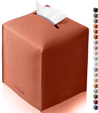 Tissue Box Cover for PU Leather, Modern Simple Solid Color Holder Square Tissue Bag, Ideal for Bathrooms,Office,Car,Outdoor Tent,Dining Table,5"X5"X5", Single Dry Rose by Tclouda