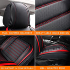 MINGBRON Leather Car Seat Covers Full Set, Universal Faux Leather Car Seat Covers 5 Seats, Automotive Seat Covers for Most Sedans SUVs Trucks, Front and Rear Seat Covers,Wine Red - Image 6