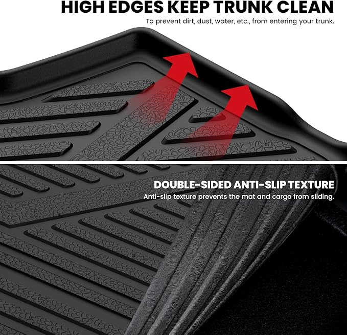 LASFIT Cargo Mats for Nissan Armada 2017-2024 / Infiniti QX80 2011-2024 | All Weather TPE Custom Fit Cargo Trunk Mat & Backrest Mats Accessories, Black - Image 4