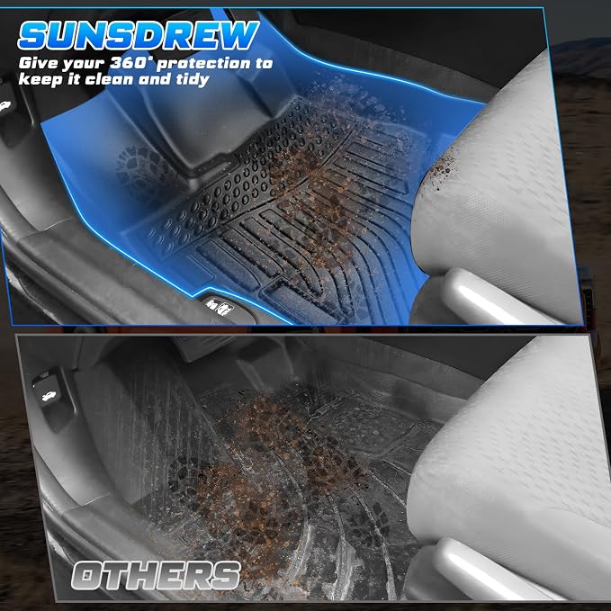 Sunsdrew Floor Mats for 2012-2015 Honda Civic Sedan, All Weather Car Mats Front Rear 2 Rows Floor Liners for Civic Accessories TPE Rubber Raised Edge (Not for Coupe) - Image 4