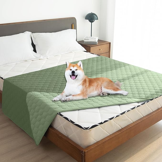 gogobunny 100% Double-Sided Waterproof Dog Bed Cover Pet Blanket Sofa Couch Furniture Protector for Puppy Large Dog Cat, Reversible (82x120 Inch (Pack of 1), Dark Green/Light Green) - Image 5