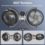 Trustnice USB Car Fan for Backseat for Kids, Dual Head Car Seat Fan Independently Controlled 360° Rotatable Powerful 3-Speed Vehicle rear headrest Air Circulation Cooling Fans for SUV Truck Sedan - Image 2