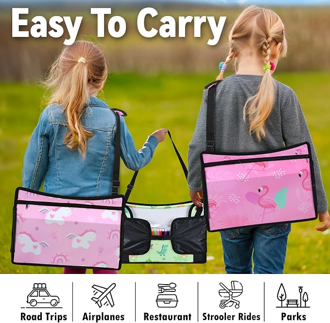 Kids Travel Tray for Toddler Car Seat, Road Trip Activities for Kid | Toddler Car Activities with No-Drop iPad Holder Stand, Roadtrip Essentials with Dry Erase Board & Cooler Cup Holder, 3PC - Image 7