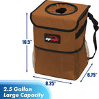 EPAuto Waterproof Car Trash Can with Lid and Pockets, 2.5 Gal, Brown | Leakproof, Collapsible Multipurpose Car Bin with 3 Side Storage Pockets, Adjustable Straps - Image 2