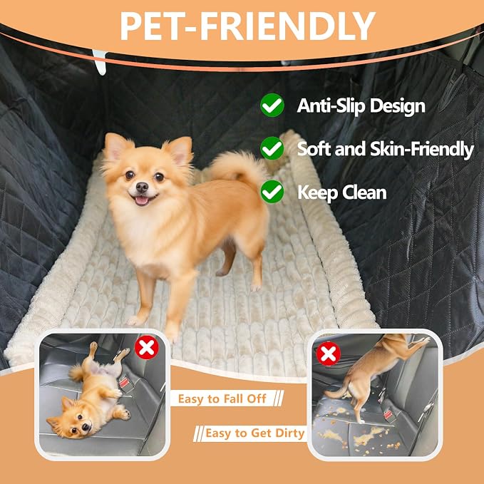 Dog Car Seat Cover 2 Piece Seat Waterproof Hammock and Brown Cover | Scratch Proof Nonslip Back Seat Pet Bed Mat for Travel Durable Soft Back Seat Covers for Cars Trucks and SUVs - Image 2