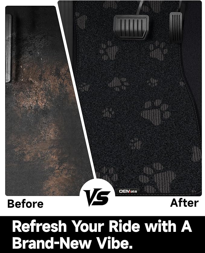 Cute Embroidered Dog Paw Car Floor Mats for Pet Lovers, Universal Fit All Weather Car Mats with Anti-Slip Nibbs Backing, Carpet Floor Mats for Cars, Trucks & Sedans, Full Set of 4 (Gray Paw) - Image 5