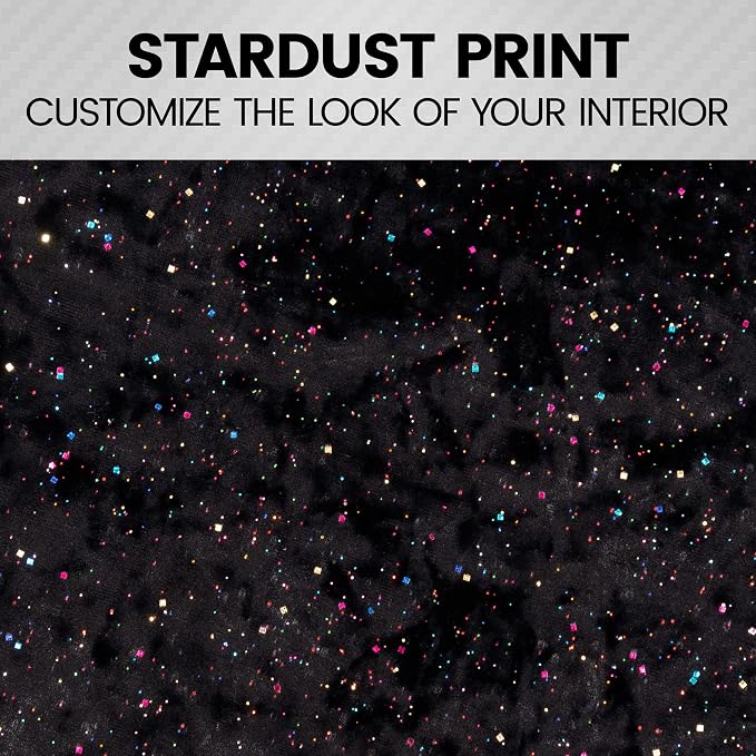 BDK Black Stardust Car Seat Covers for Front Seats, 2 Count.Glitter Pattern Front Seat Cover Set with Matching Headrest, Sideless Design for Easy Installation, Fits Most Car Truck Van and SUV (1 Pack) - Image 4